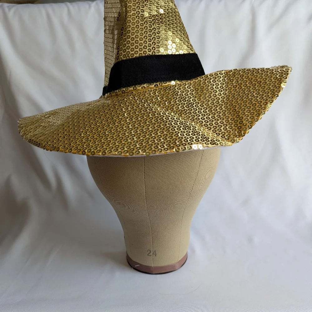 Hyde & Eek! Gold Sequin Witch Hat Decor NWT